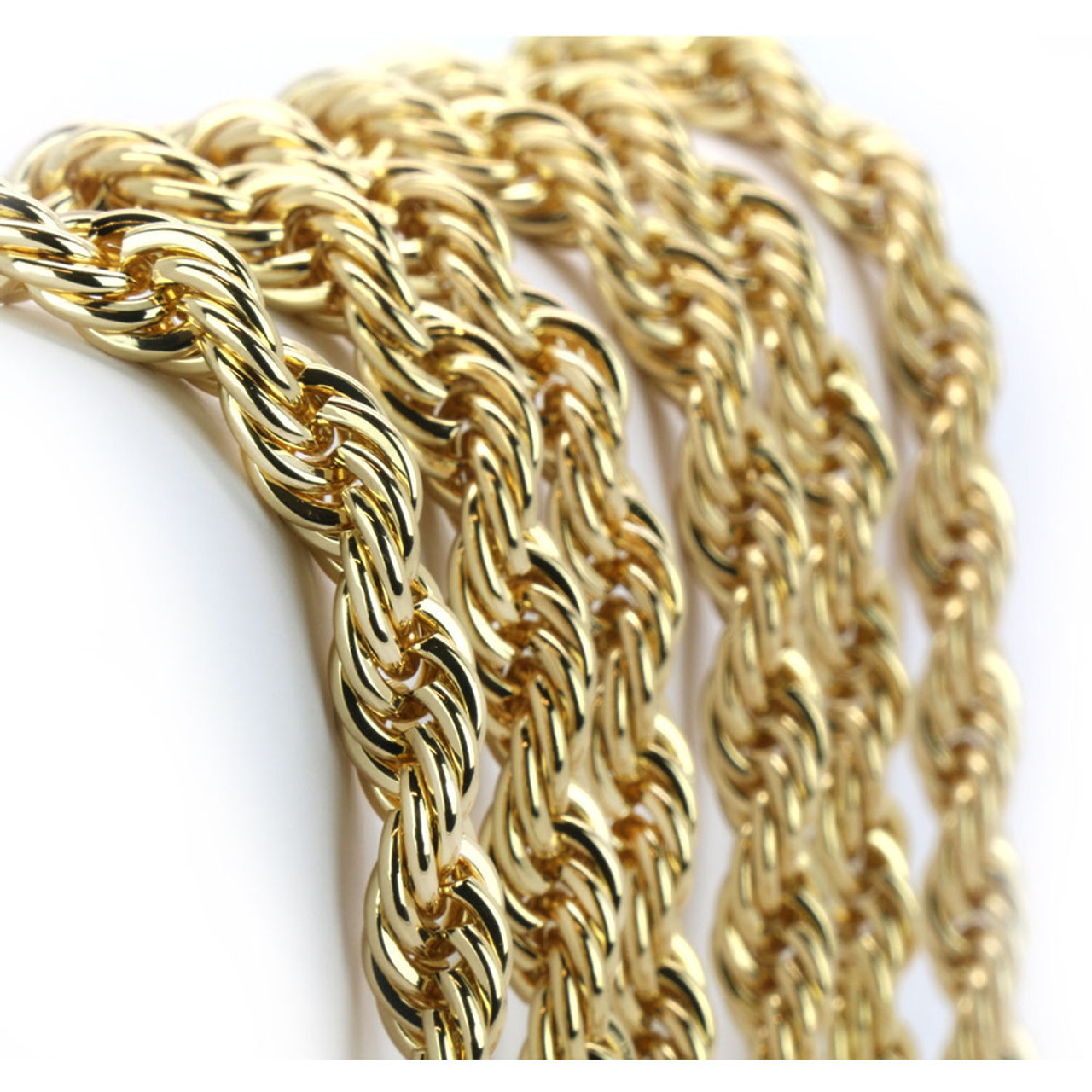 10K Solid Yellow Gold 6mm Rope Chain Necklace product image