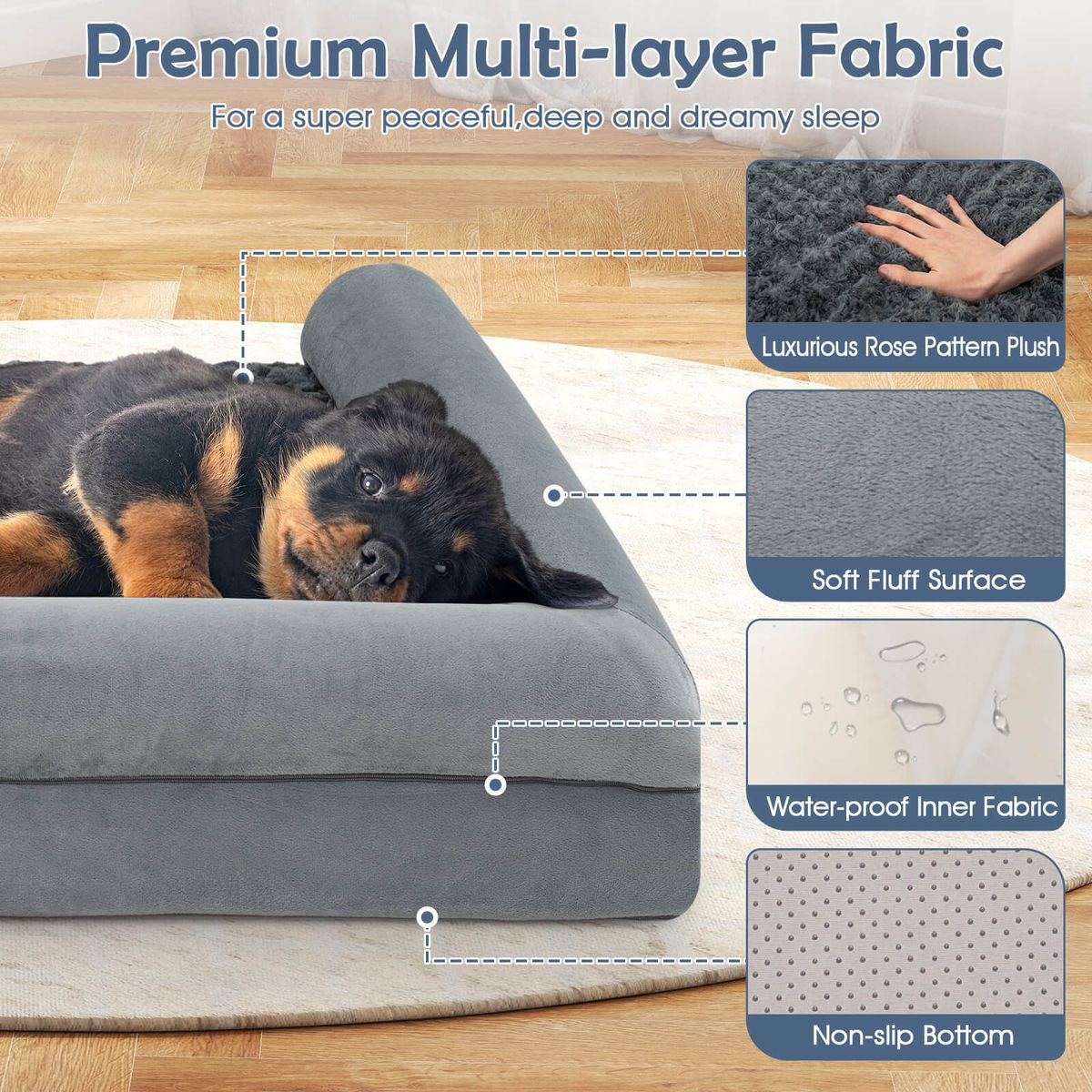 Dog Pet Bed with Orthopedic Egg Crate and Removable Cover product image