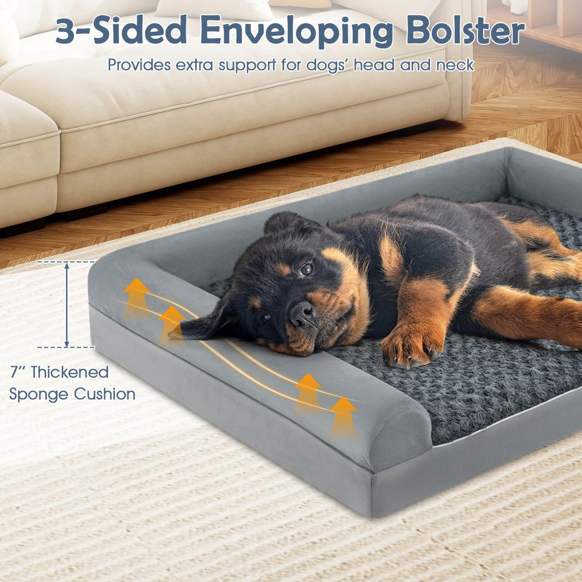 Dog Pet Bed with Orthopedic Egg Crate and Removable Cover product image