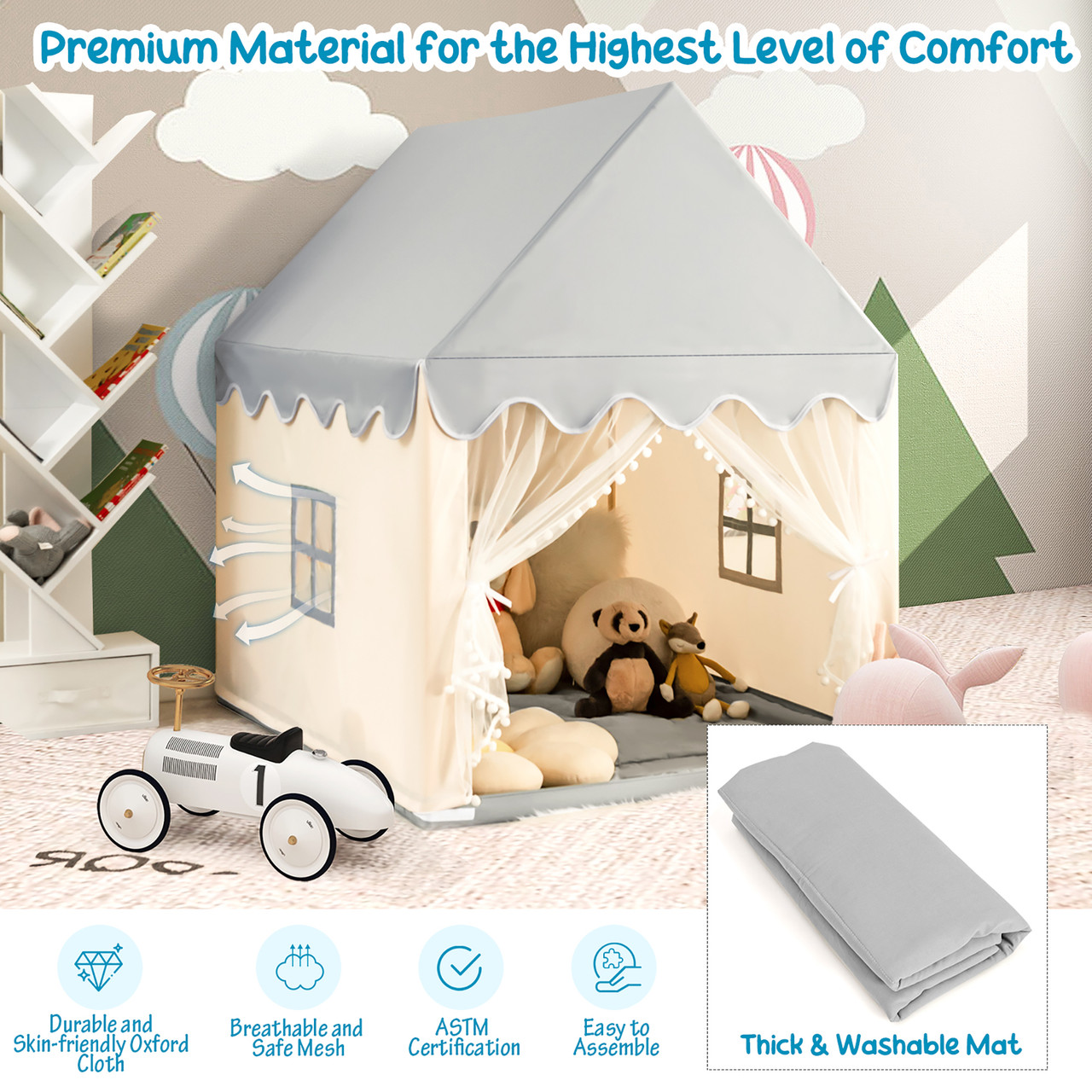 Kids' Indoor Play Tent with Mat product image