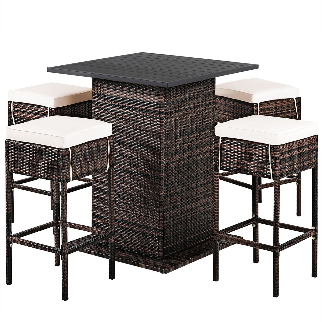 5-Piece Patio Rattan Bar Table Stool Set  product image