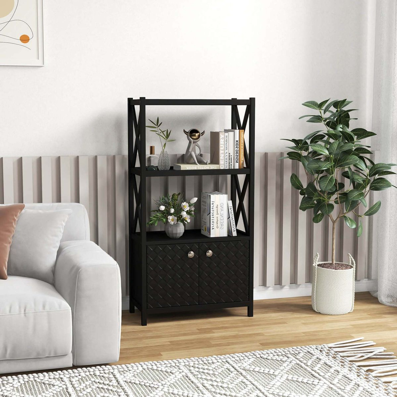 Bathroom Storage Cabinet with Open Shelves and Double Doors  product image