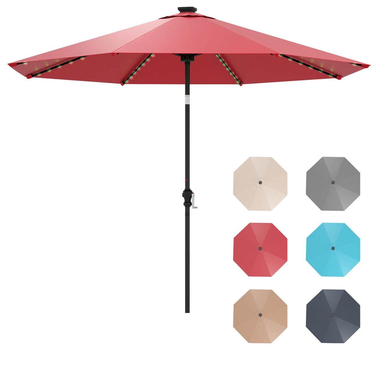 10FT Solar Patio Umbrella with 96 LED Lights and 35° Tilt product image 10FT Solar Patio Umbrella with 96 LED Lights and 35° Tilt product image