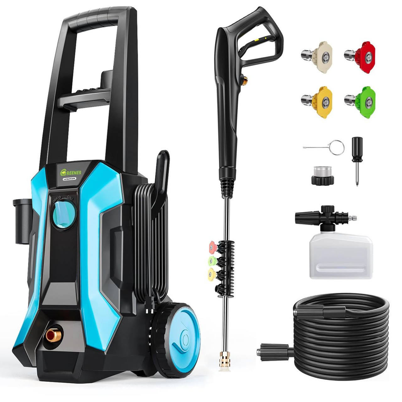 Greener Electric Pressure Washer, 4500 PSI, 4 Quick Nozzles, 2.4GPM  product image