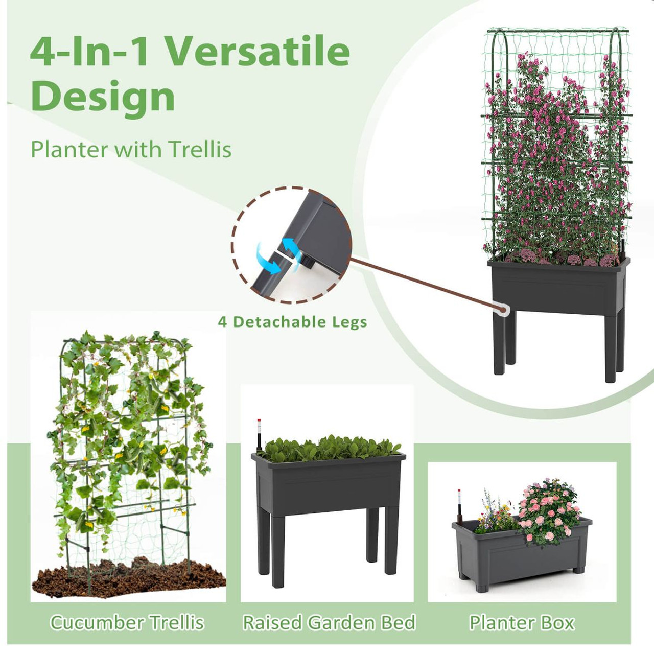 Raised Garden Bed Planter Box with Climbing Trellis product image