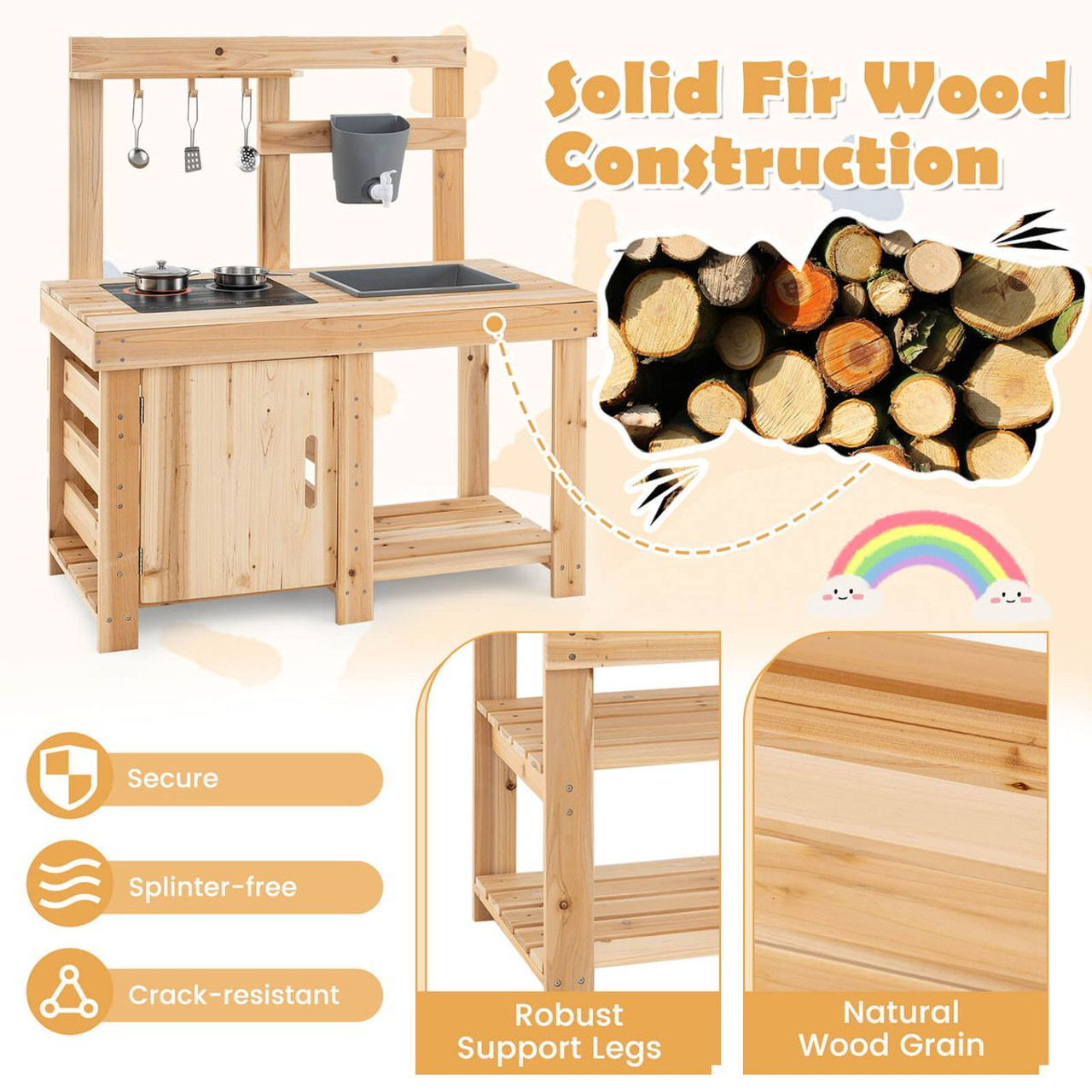 3-Piece Outdoor Wooden Kitchen Playset product image