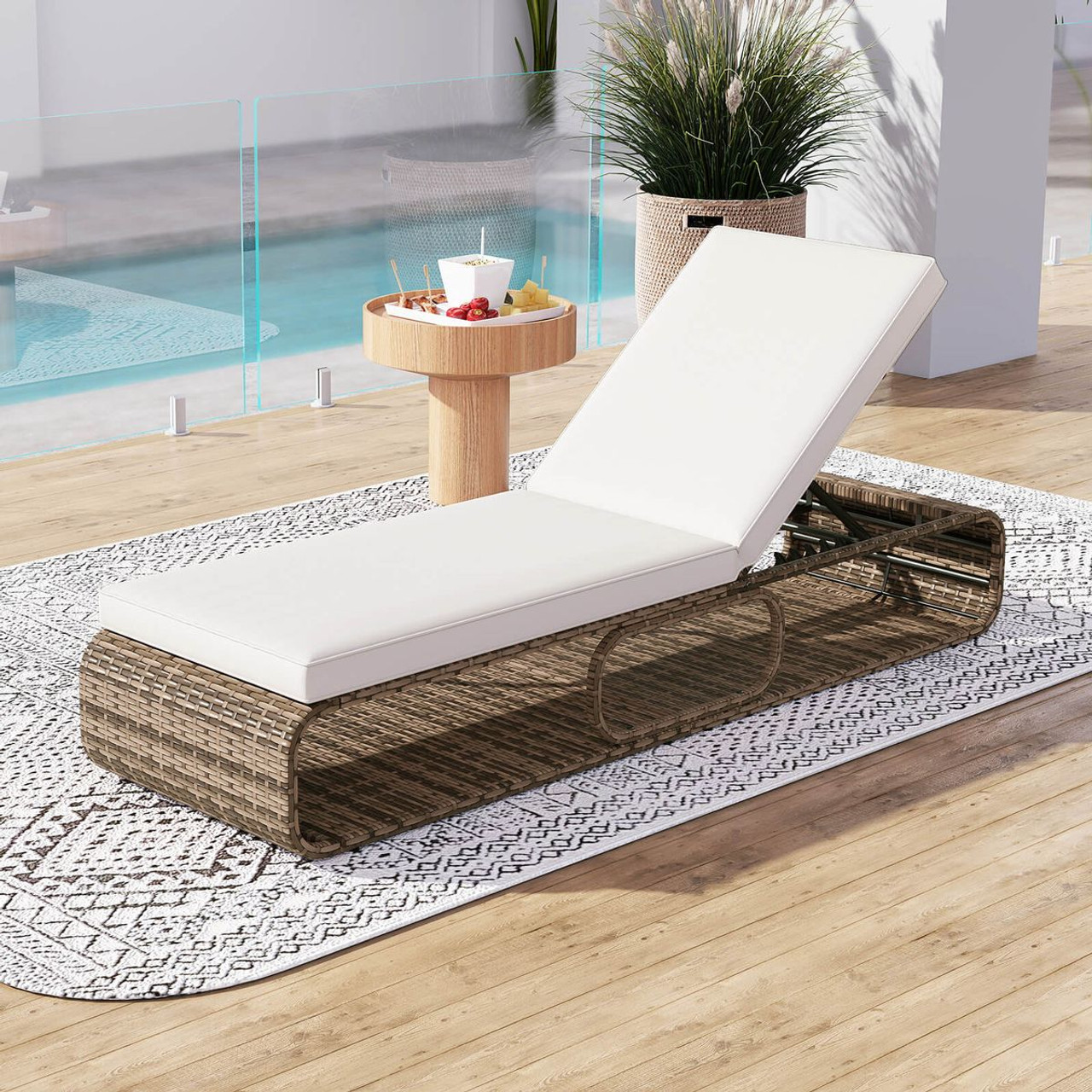 Outdoor Chaise Lounge Chair with Adjustable Backrest Cushion product image