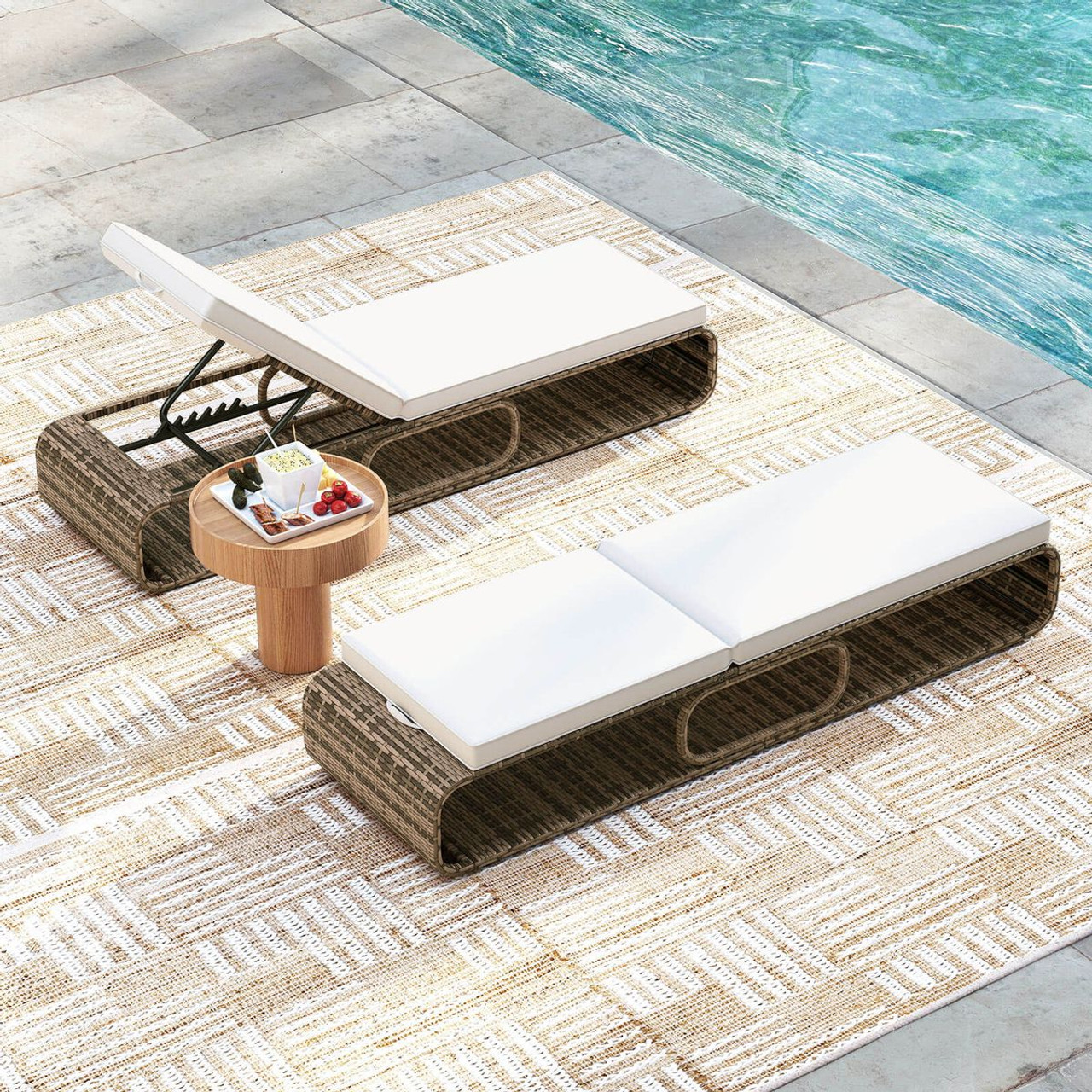 Outdoor Chaise Lounge Chair with Adjustable Backrest Cushion product image