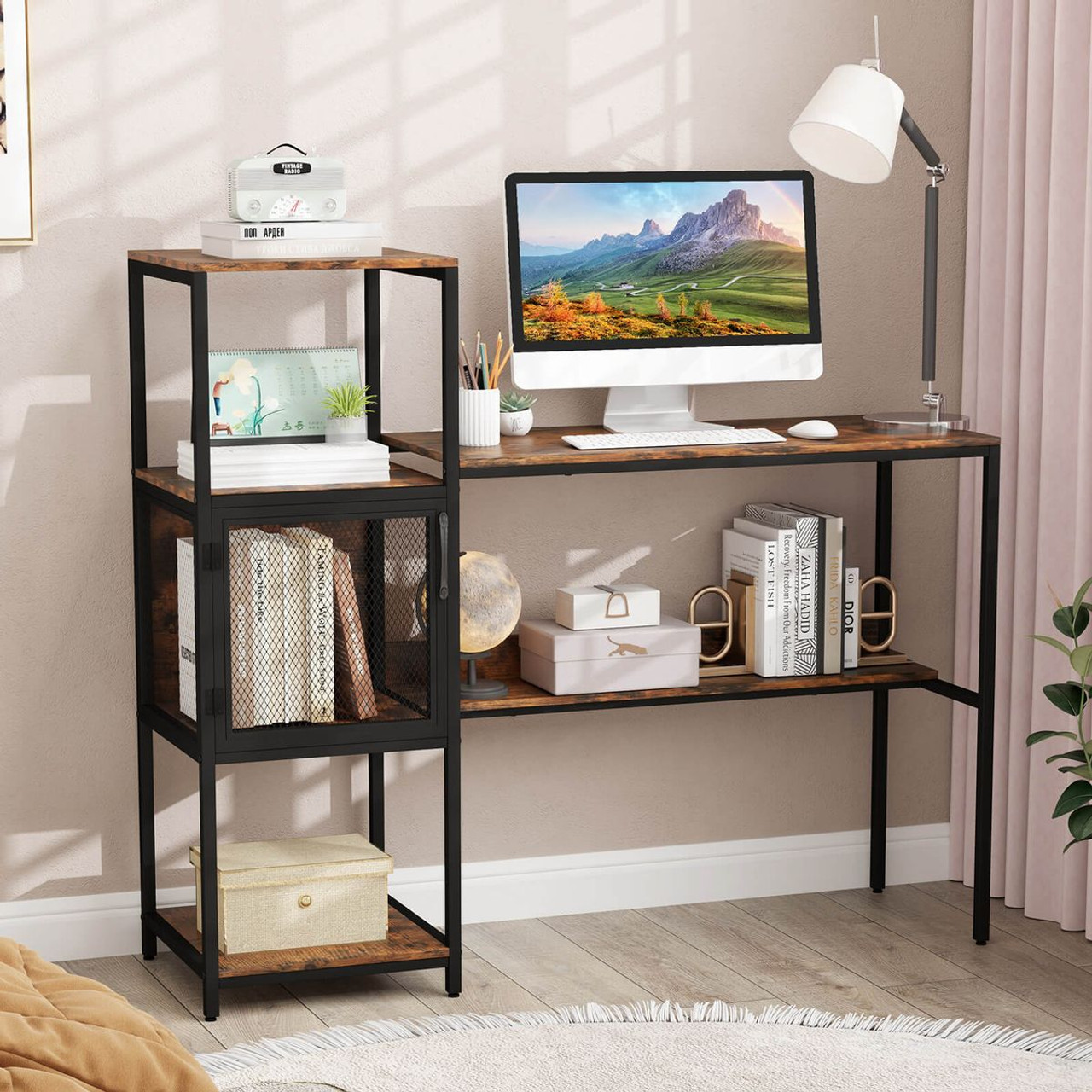Computer Desk with 2-Tier Open Shelves product image