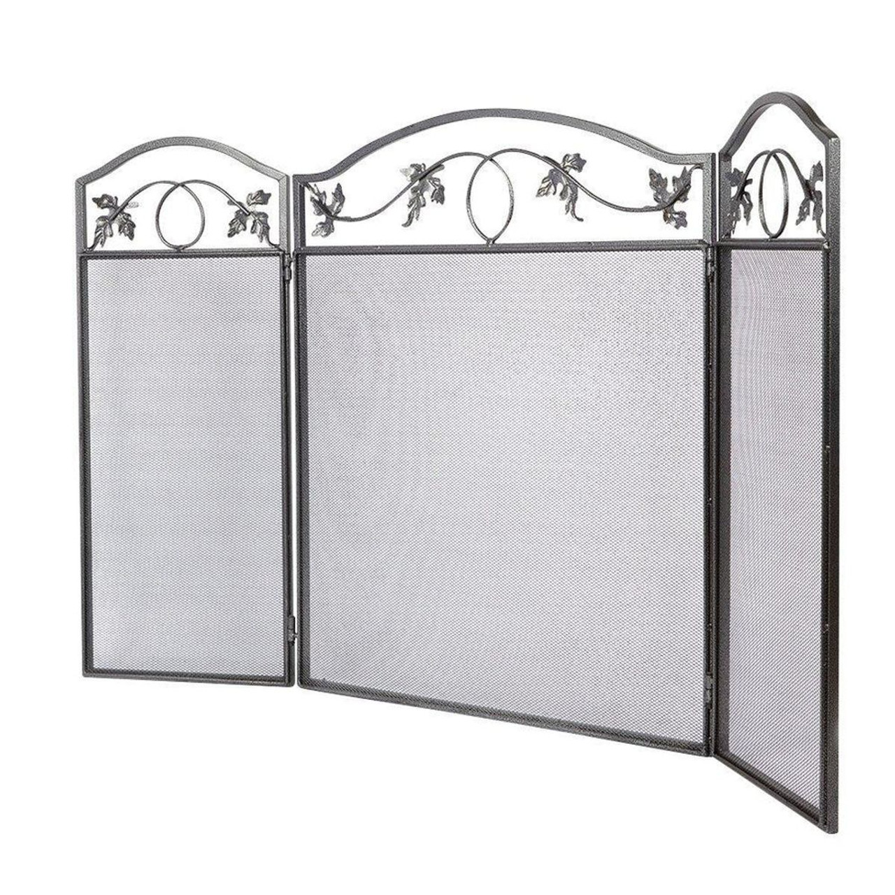 Amagabeli 3-Panel Pewter Wrought Iron Fireplace Screen with Protective Mesh product image