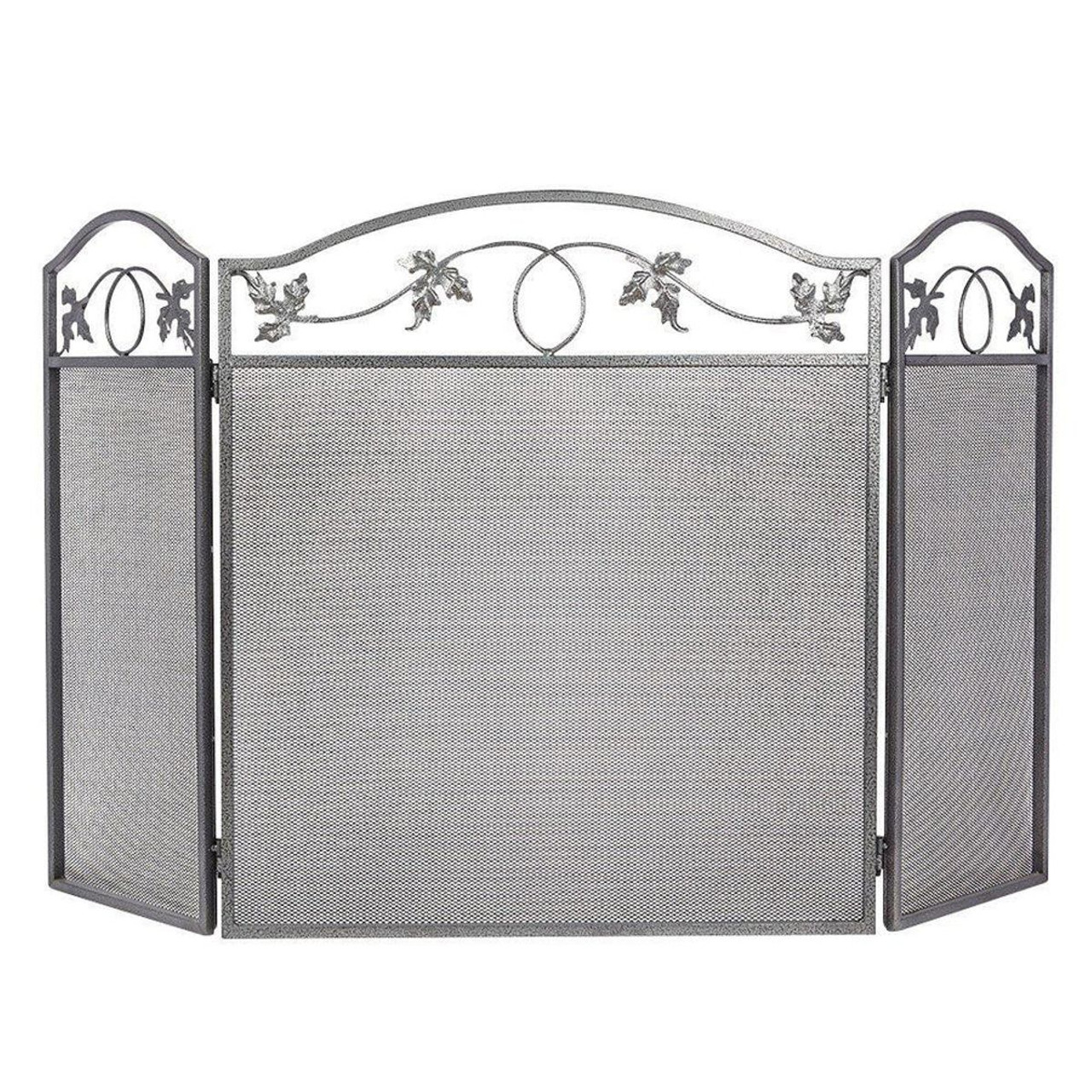 Amagabeli 3-Panel Pewter Wrought Iron Fireplace Screen with Protective Mesh product image