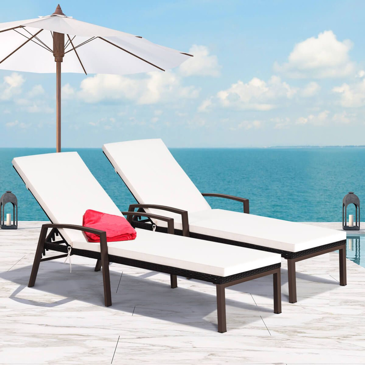 Outdoor Patio Rattan Chaise Lounge Chair (Set of 2) product image
