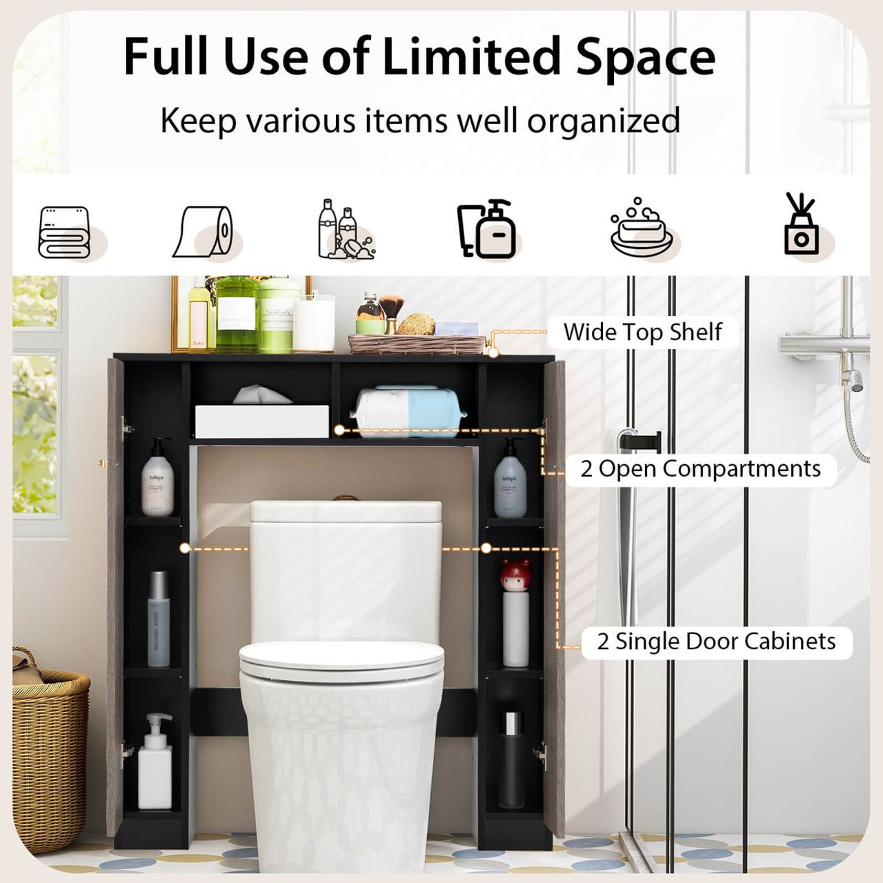 Double Door Over-The-Toilet Storage Cabinet product image Double Door Over-The-Toilet Storage Cabinet product image