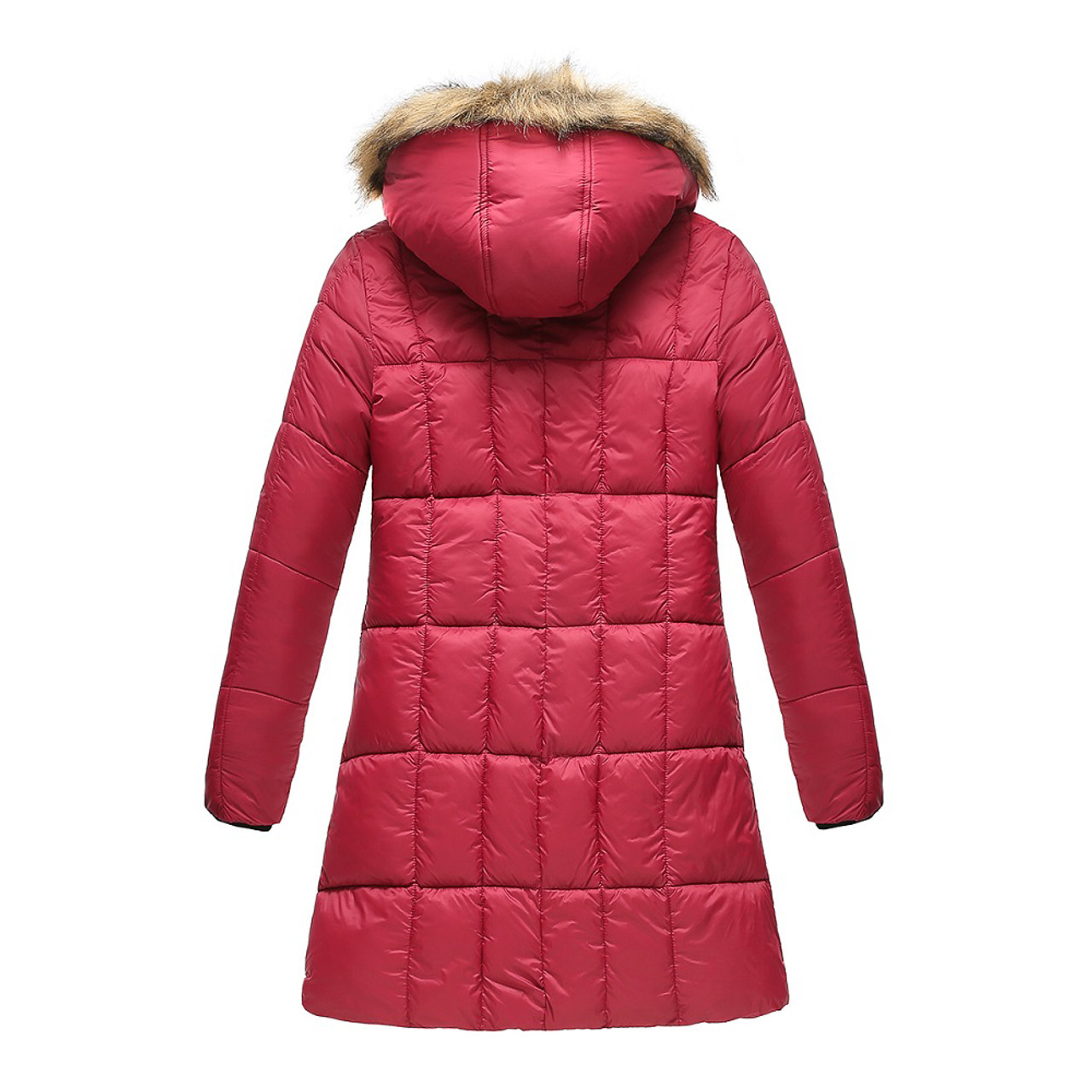 Haute Edition® Women's Mid-Length Puffer Parka Coat with Faux Fur-Lined Hood product image