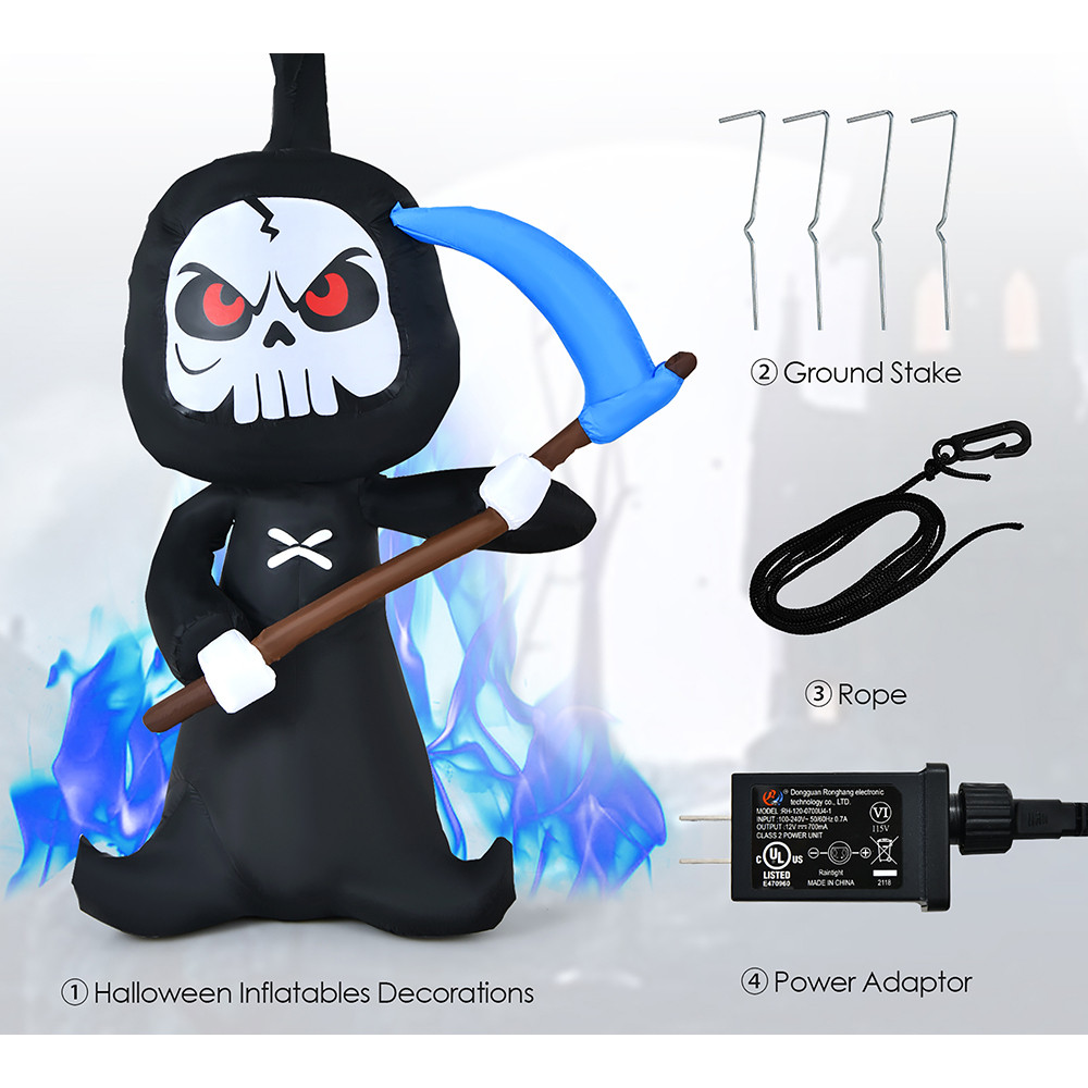 6-Foot Inflatable Skull Face Reaper product image