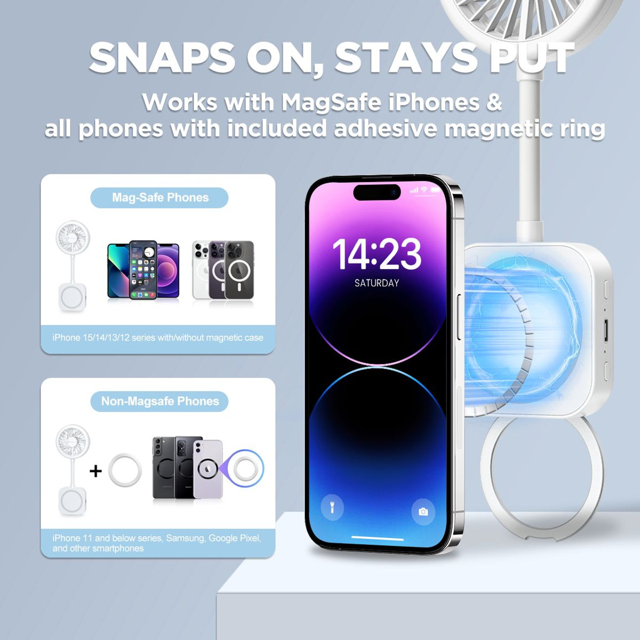 1200mAh Foldable Travel Fan with 3 Modes and LED Light (1- to 3-Pack) product image