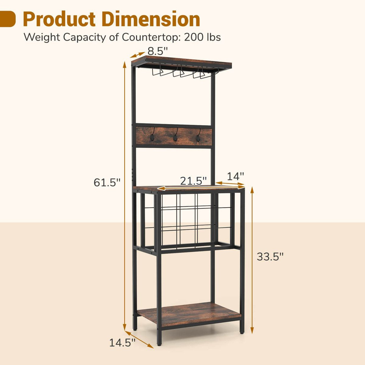 Freestanding Wine Rack with Wide Countertop and Glass Holders product image Freestanding Wine Rack with Wide Countertop and Glass Holders product image
