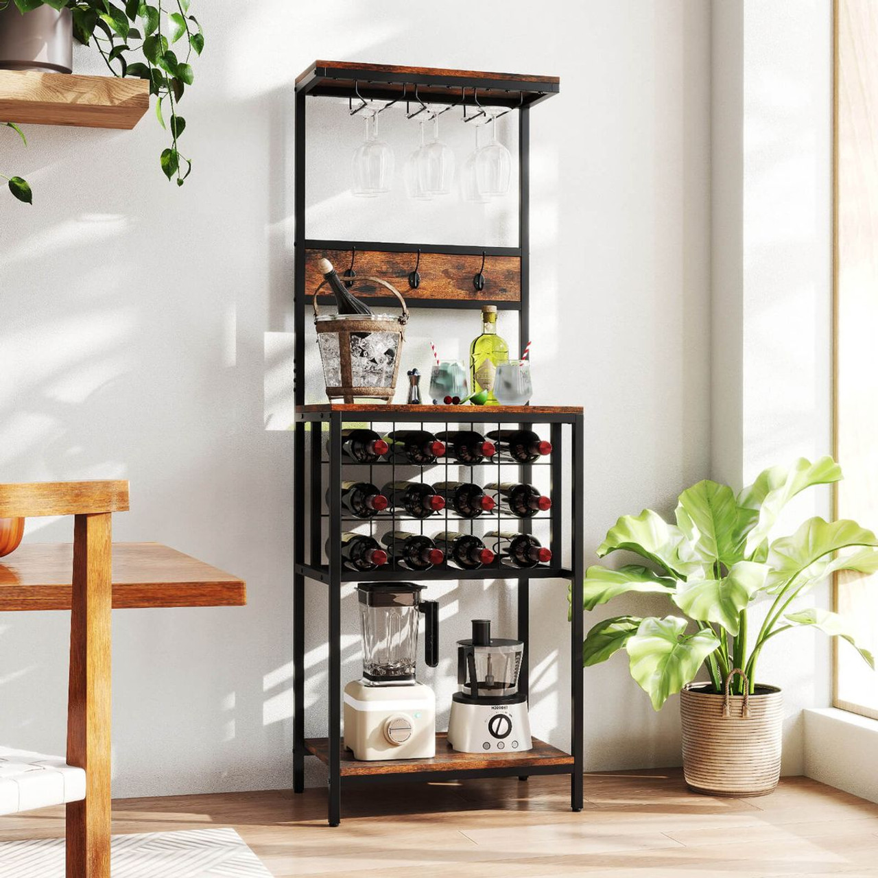 Freestanding Wine Rack with Wide Countertop and Glass Holders product image Freestanding Wine Rack with Wide Countertop and Glass Holders product image