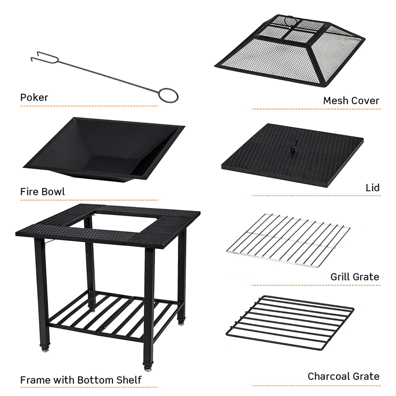 Outdoor 31-Inch Fire Pit Dining Table with Accessories product image