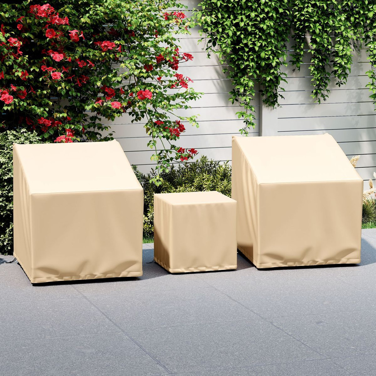 3-Piece Patio Furniture Covers with Elastic Hem Cord product image