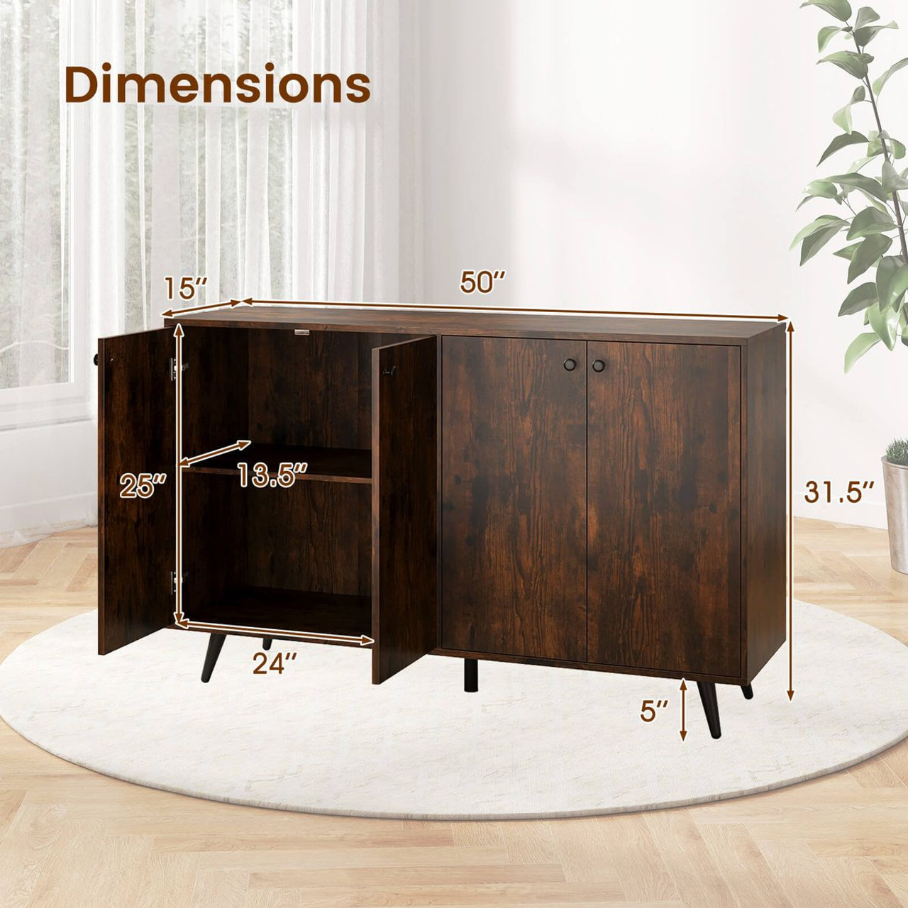 Mid Century 4-Door Buffet Sideboard product image