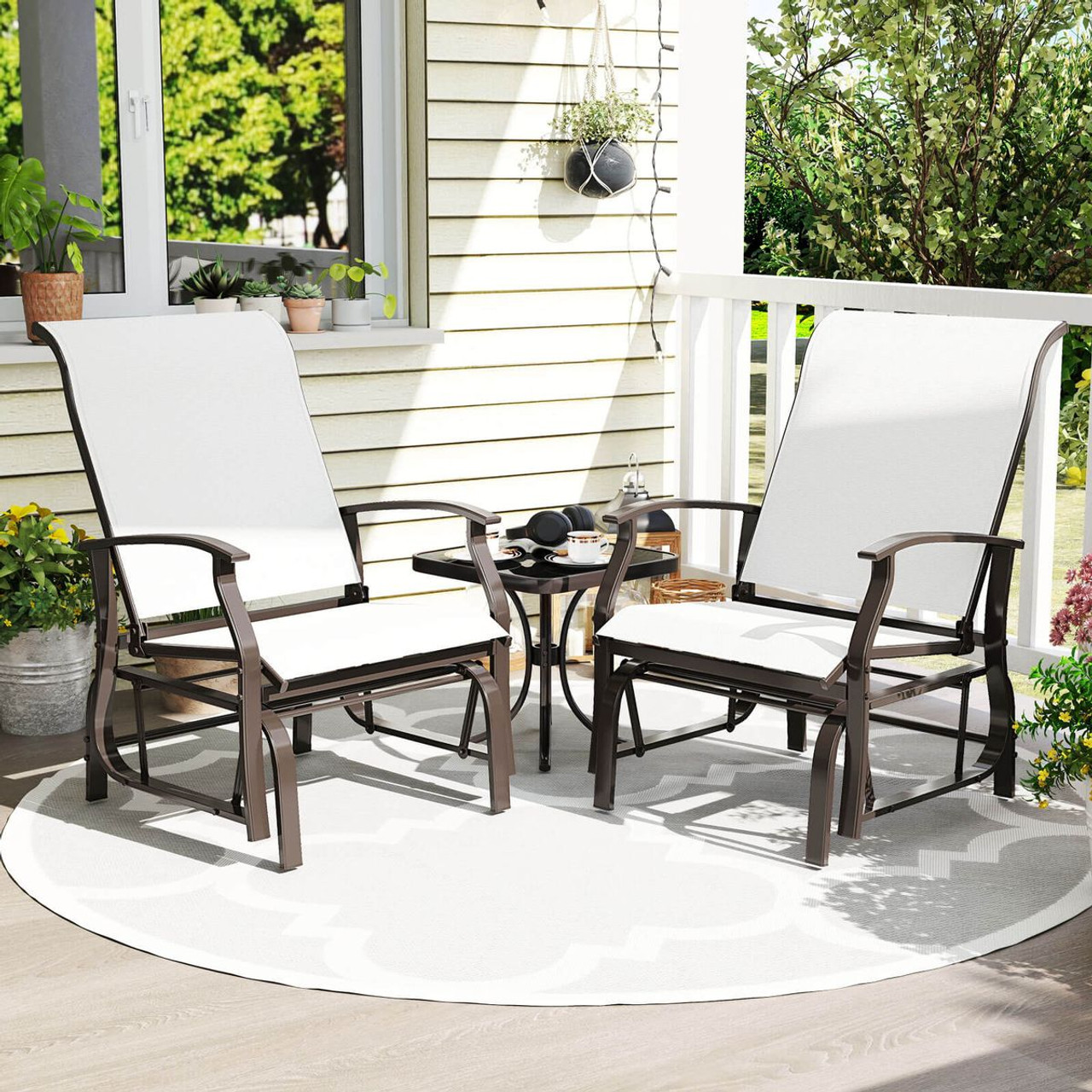 Porch Gliders Set of 2/4 with Reclined High Back and Breathable Mesh Fabric product image