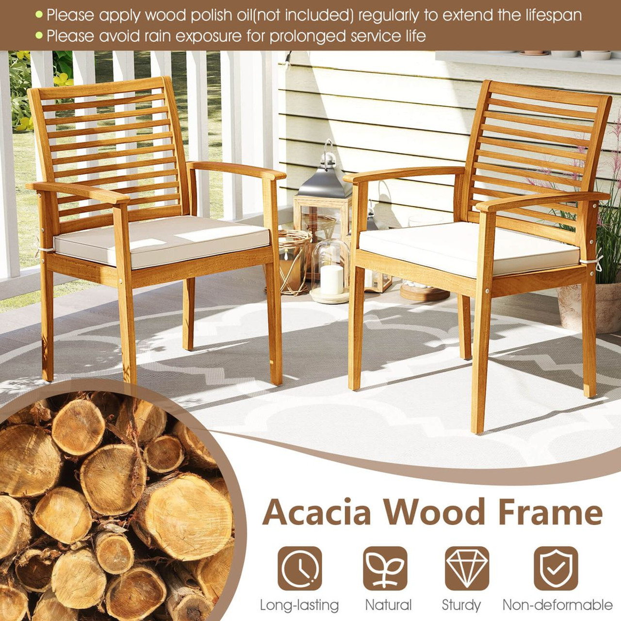 Patio Dining Chairs with Slatted Back  product image