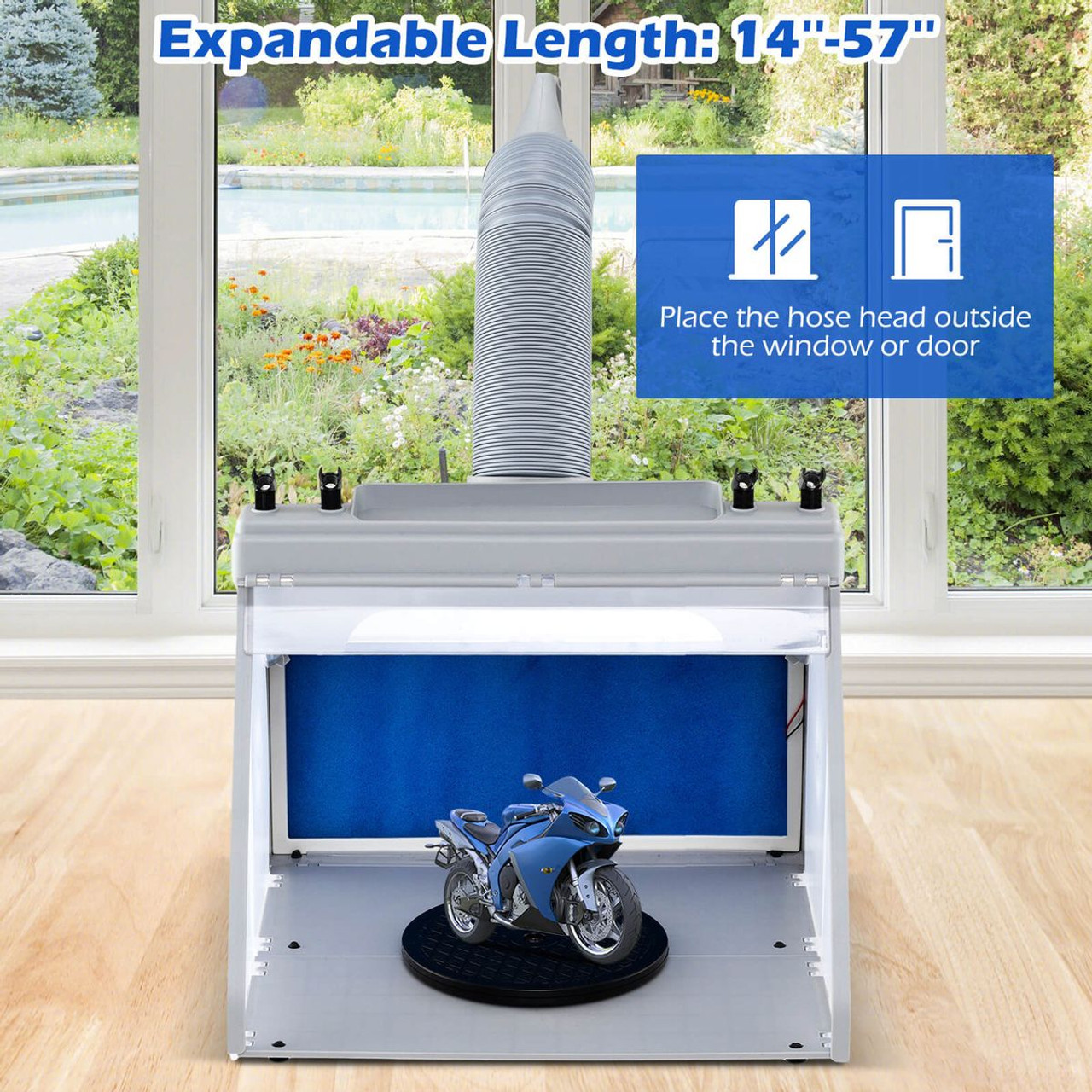 Portable Airbrush Spray Booth Kit with LED Lights and Rotating Turnable product image