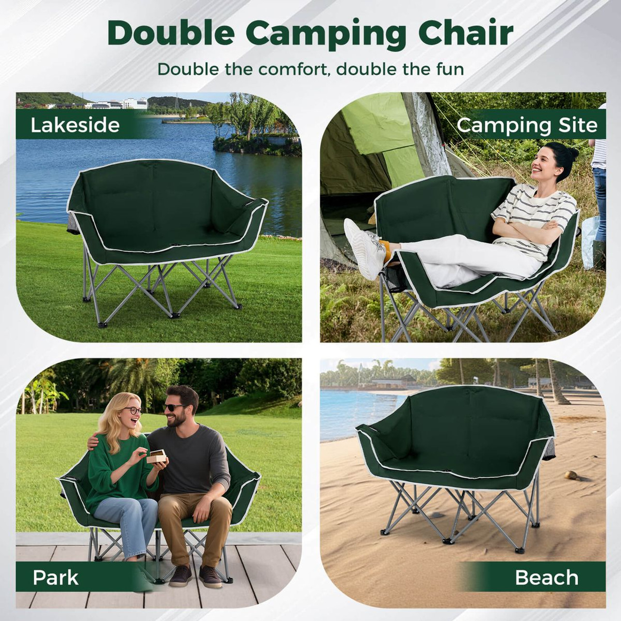 Double Duo Camping Chair with Mesh Cup Holders and Carry Bag product image