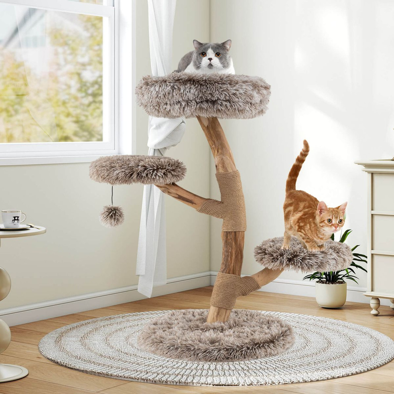 Modern Cat Tree with Pear Wood Trunks and Scratching Posts product image