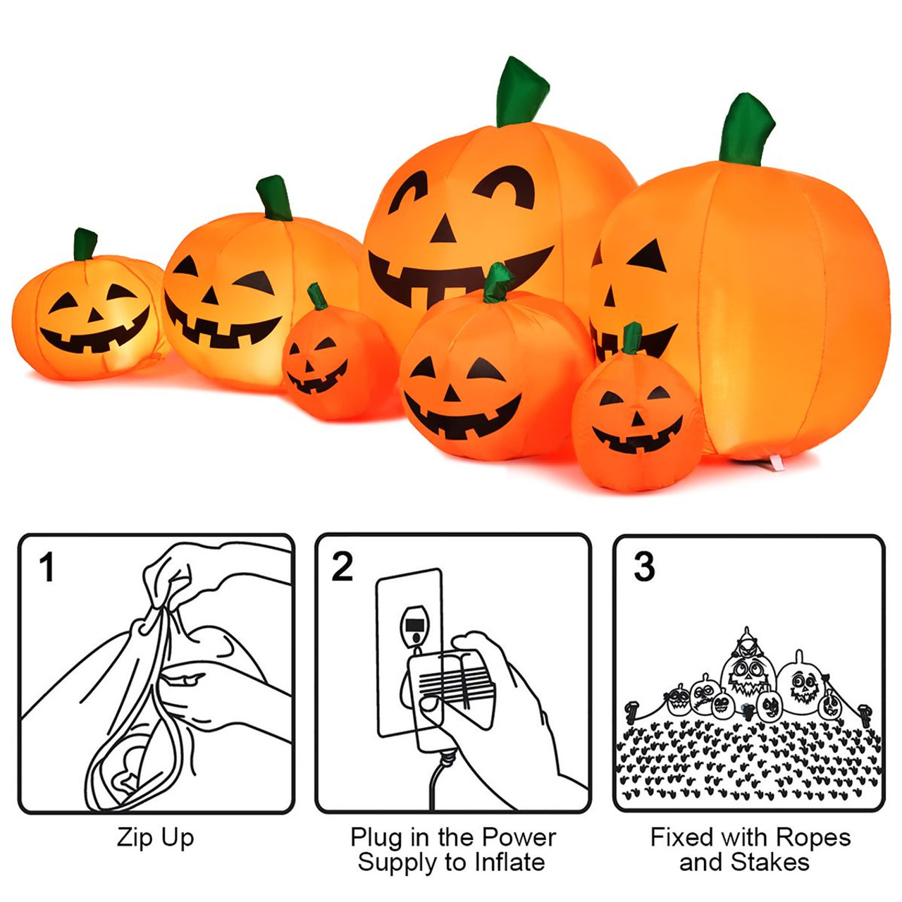 7.5-foot Inflatable Pumpkin Patch with LED Lights and Sandbags product image