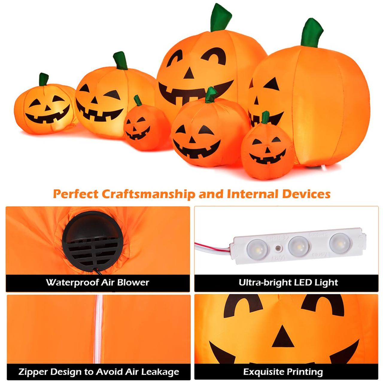 7.5-foot Inflatable Pumpkin Patch with LED Lights and Sandbags product image