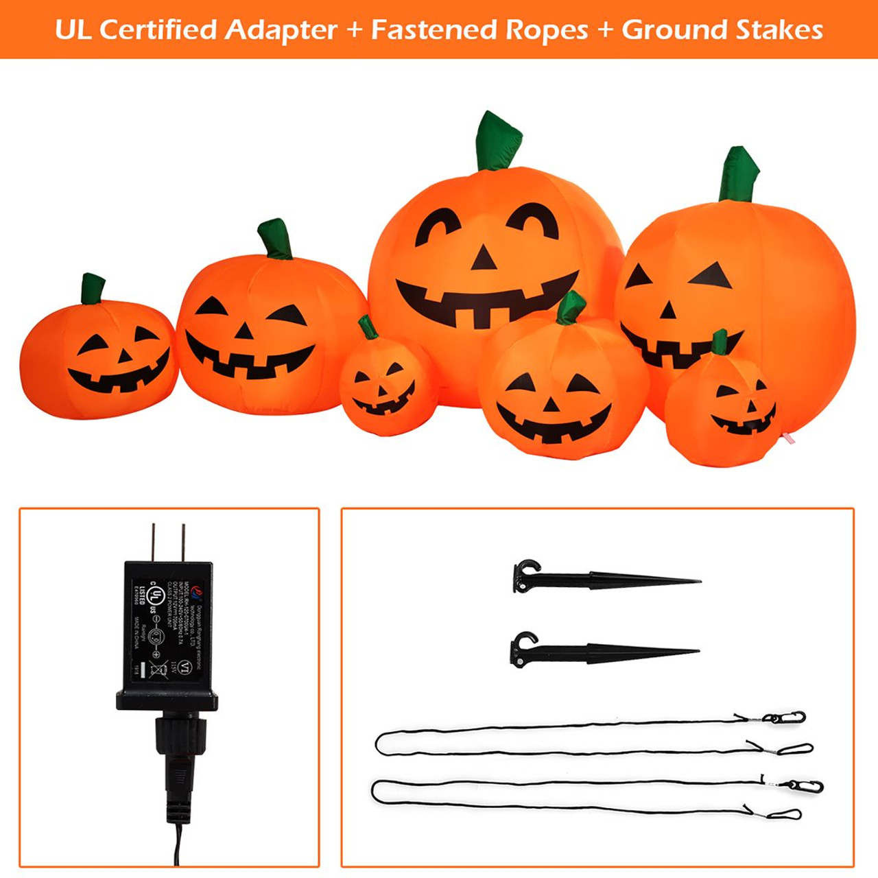 7.5-foot Inflatable Pumpkin Patch with LED Lights and Sandbags product image