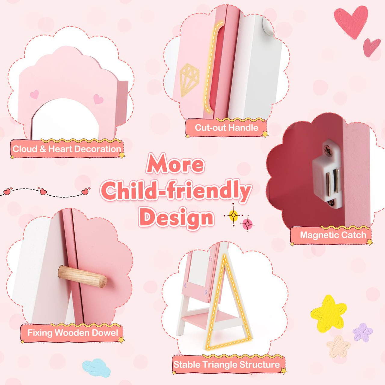 Kids' Freestanding Jewelry Cabinet with Full-Length Mirror product image