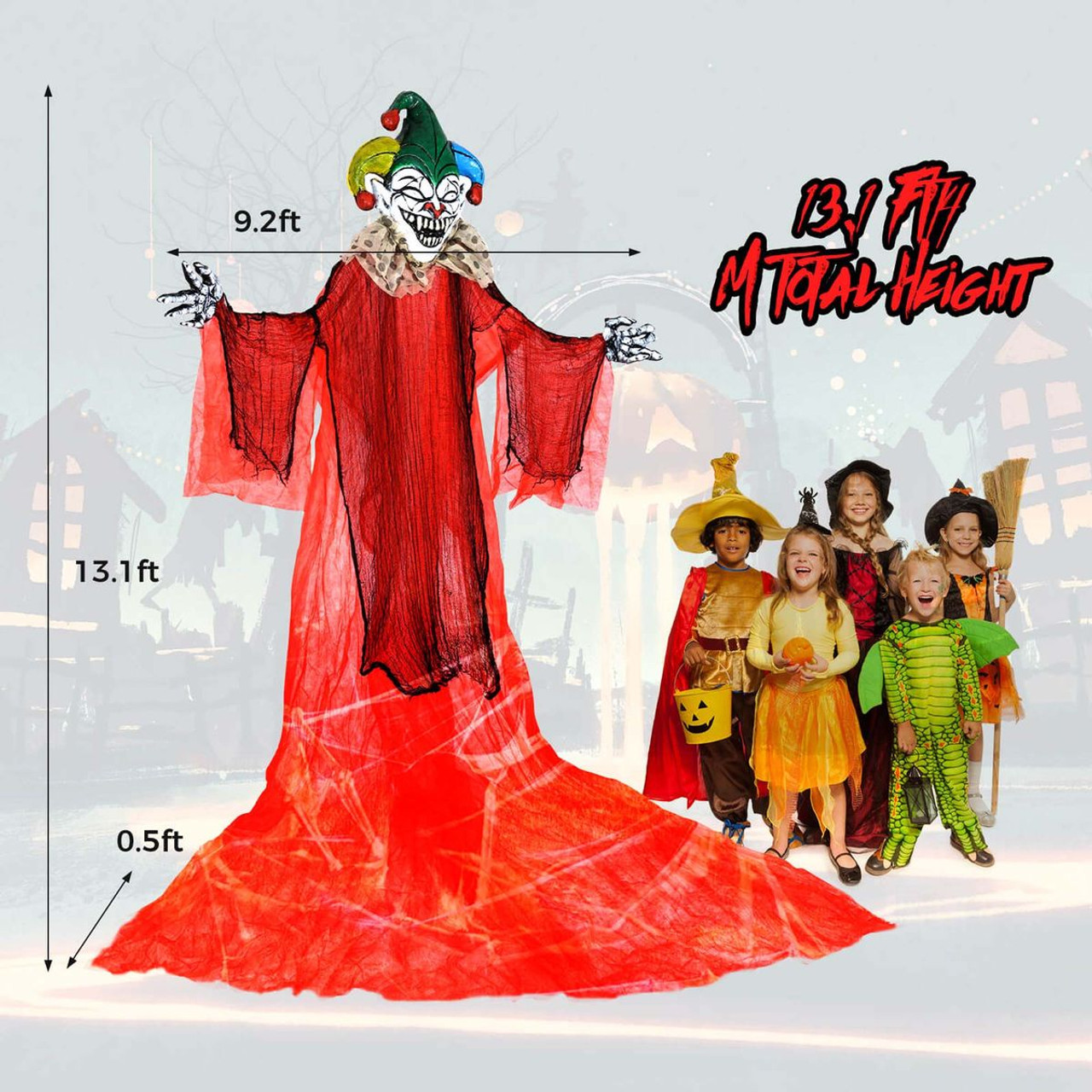 13.1 foot Halloween Hanging Clown with Wings and Adjustable Arms product image