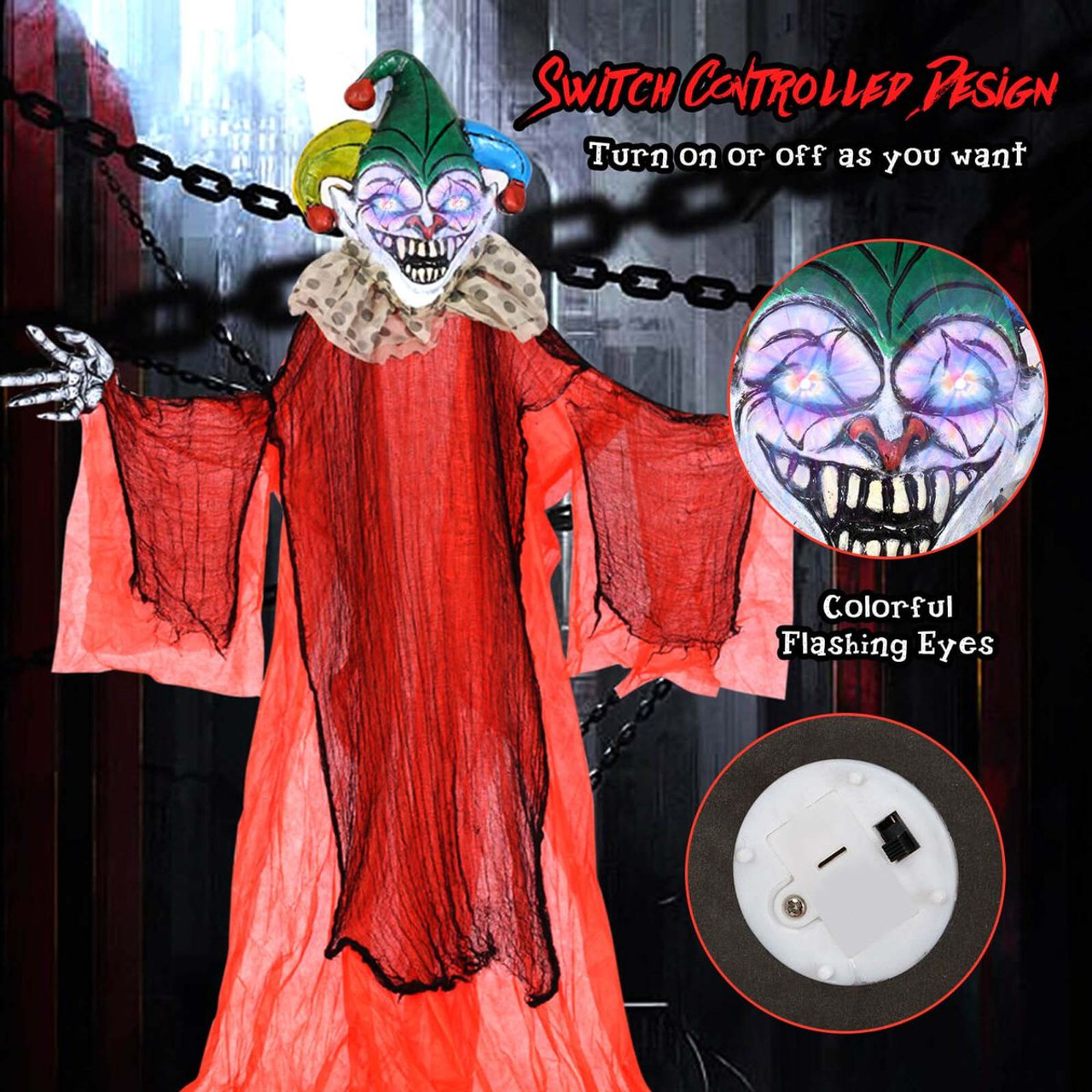 13.1 foot Halloween Hanging Clown with Wings and Adjustable Arms product image
