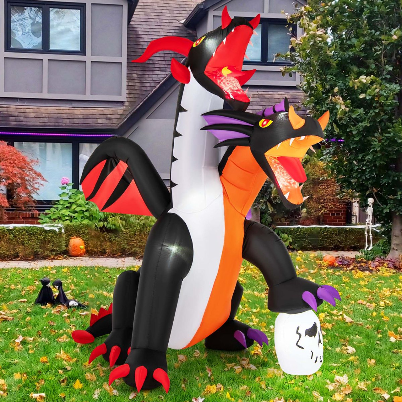 8-foot Inflatable Twin-Headed Dragon with LED Lights product image