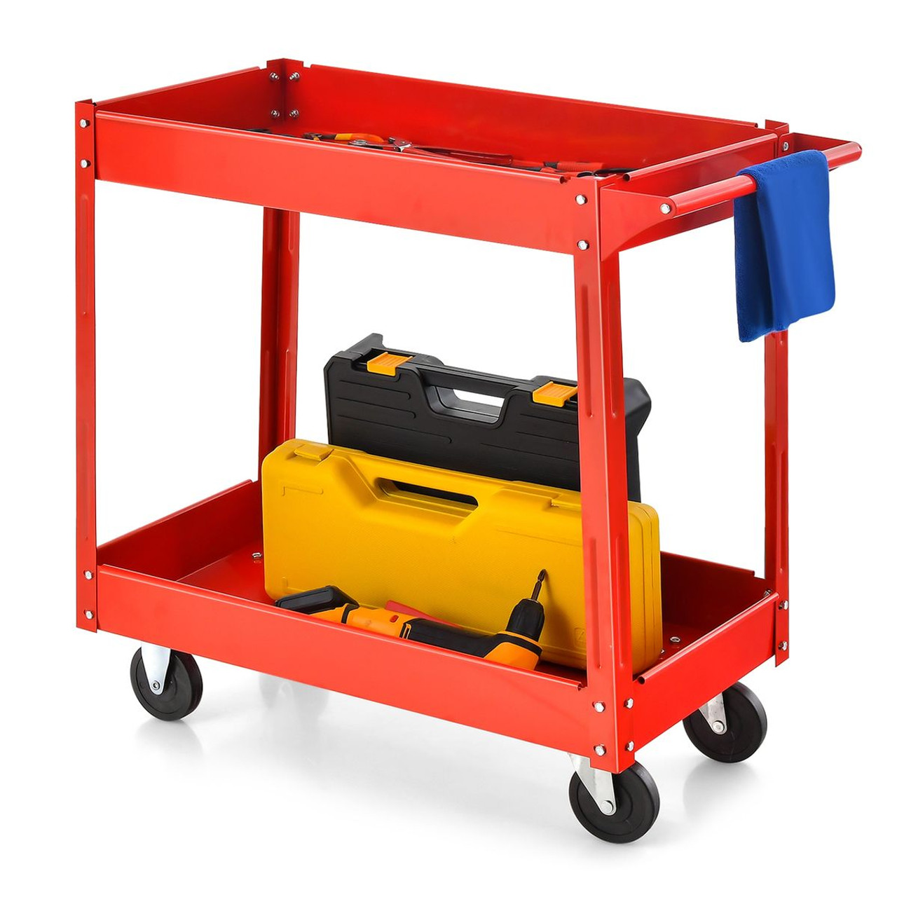 2-Tier Utility Cart with Handle and Heavy-Duty Metal Frame product image