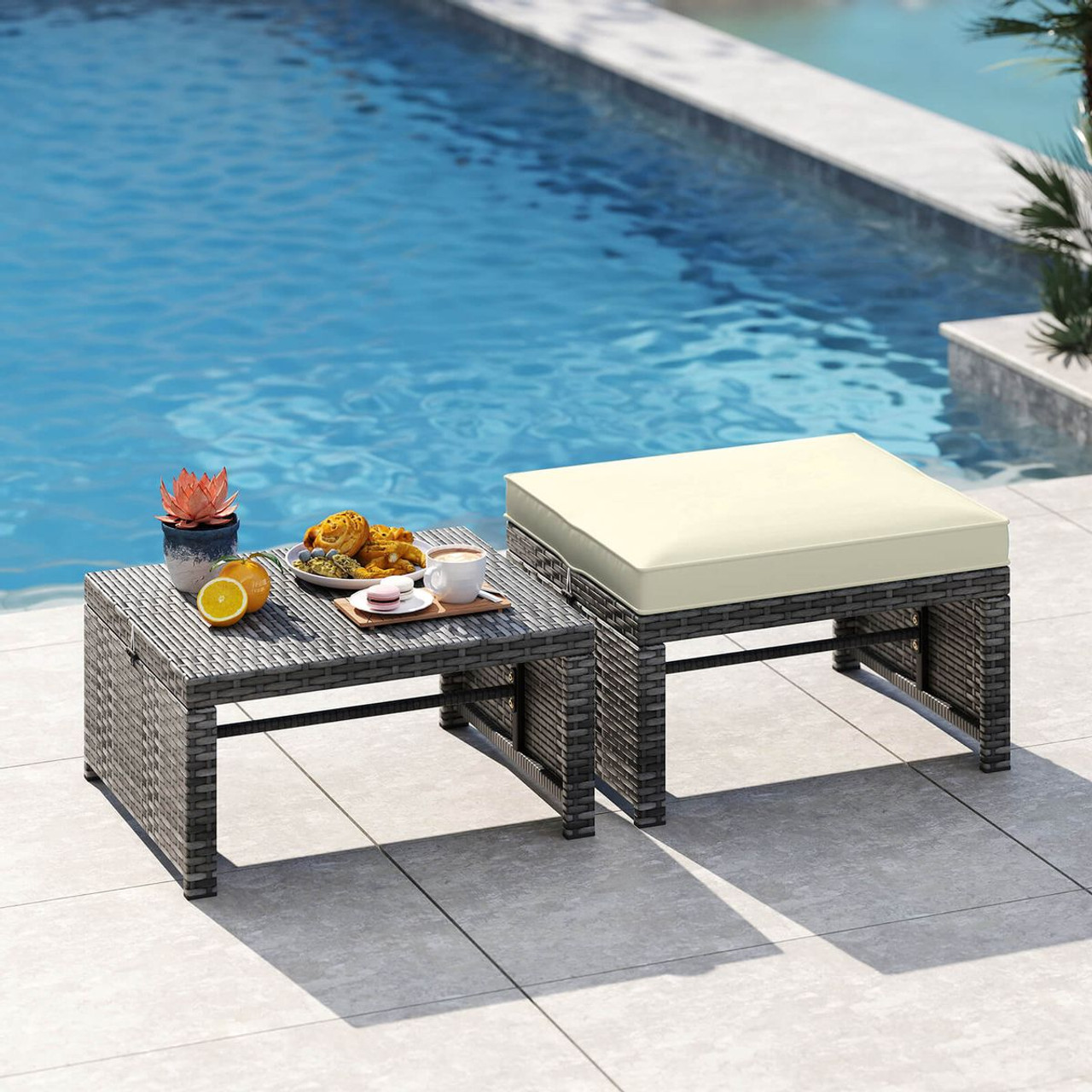 Patio Ottomans with Removable Cushions product image