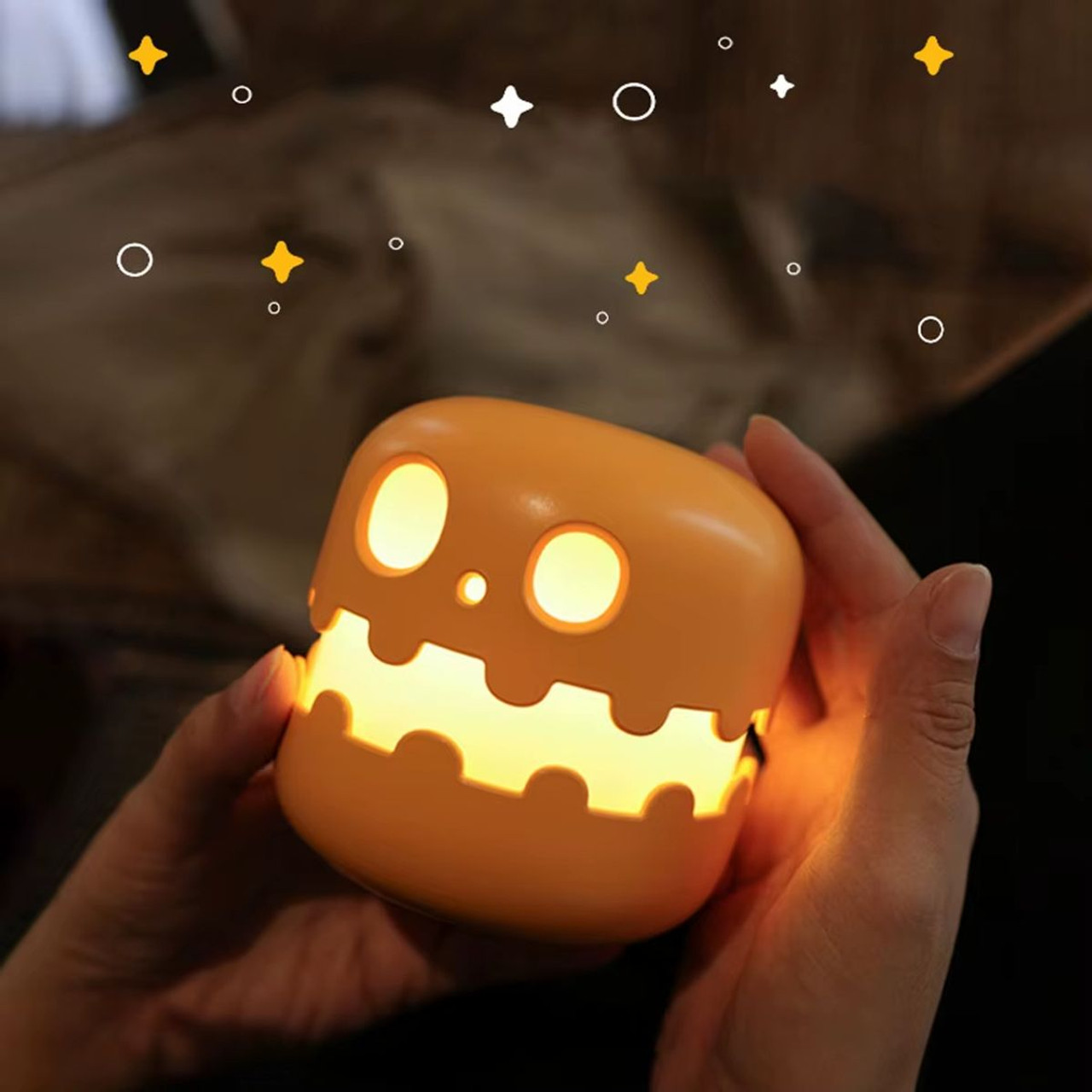 Halloween Pumpkin Night Light, New Jack-O-Lantern Night Light With Press Switch,Cute Creative Pumpkin Lamp For Table Desk Bedroom Decor Gift product image