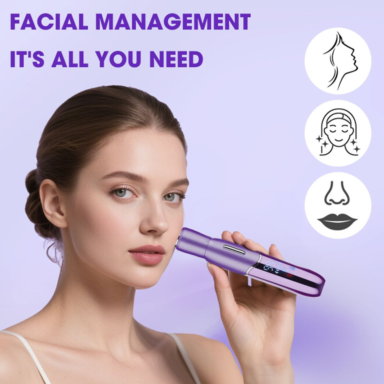 6-in-1 Women Electric Shaver Replaceable Heads for Whole Body Private Epilator Shaving Razor Nose Hair Trimmer Color Purple product image
