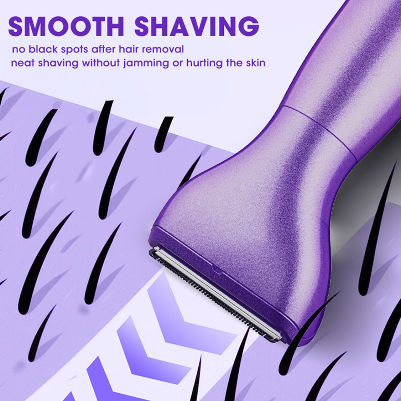 6-in-1 Women Electric Shaver Replaceable Heads for Whole Body Private Epilator Shaving Razor Nose Hair Trimmer Color Purple product image