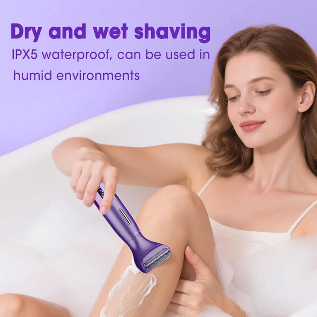 6-in-1 Women Electric Shaver Replaceable Heads for Whole Body Private Epilator Shaving Razor Nose Hair Trimmer Color Purple product image
