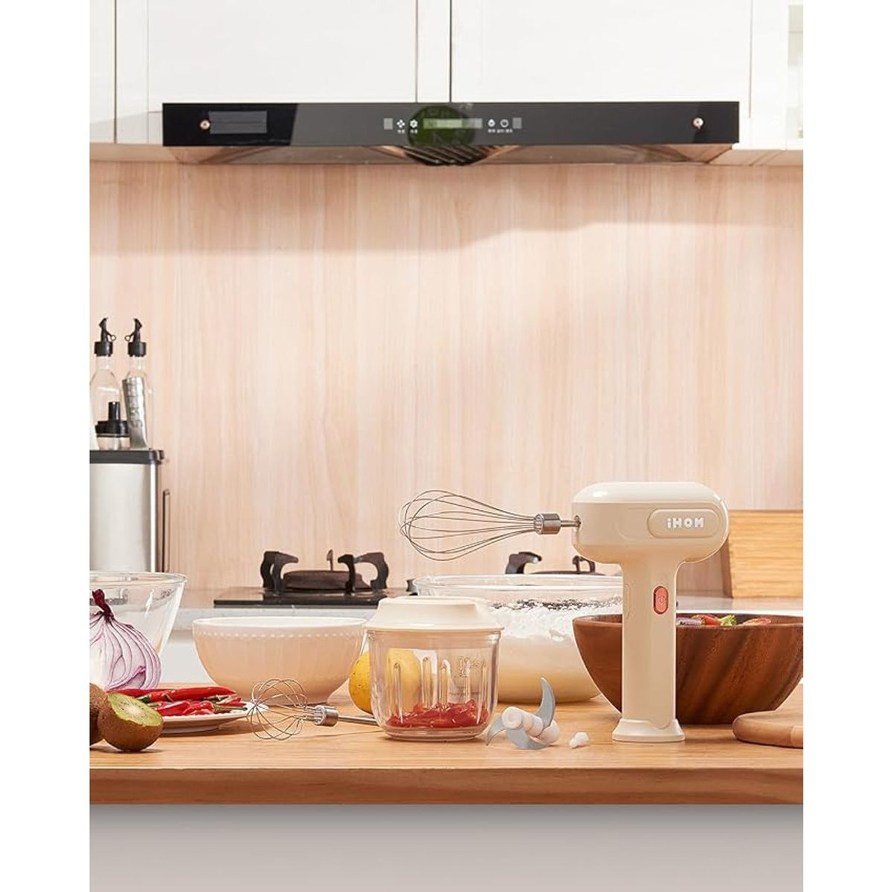 3-in-1 Electric Hand Mixer with 3 Speeds and Garlic Chopper product image