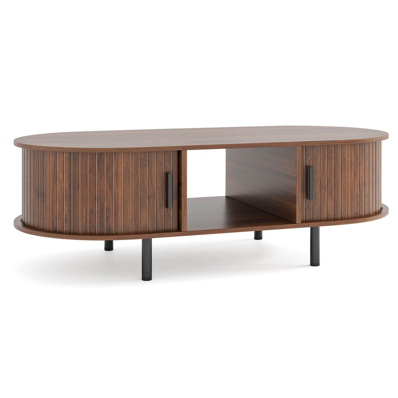 48" Mid Century Center Table with Sliding Fluted Doors product image
