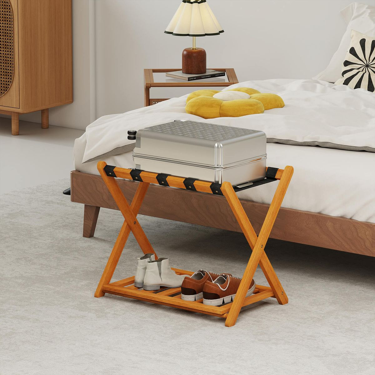 Folding Luggage Racks with Storage Shelf (2- or 4-Pack) product image