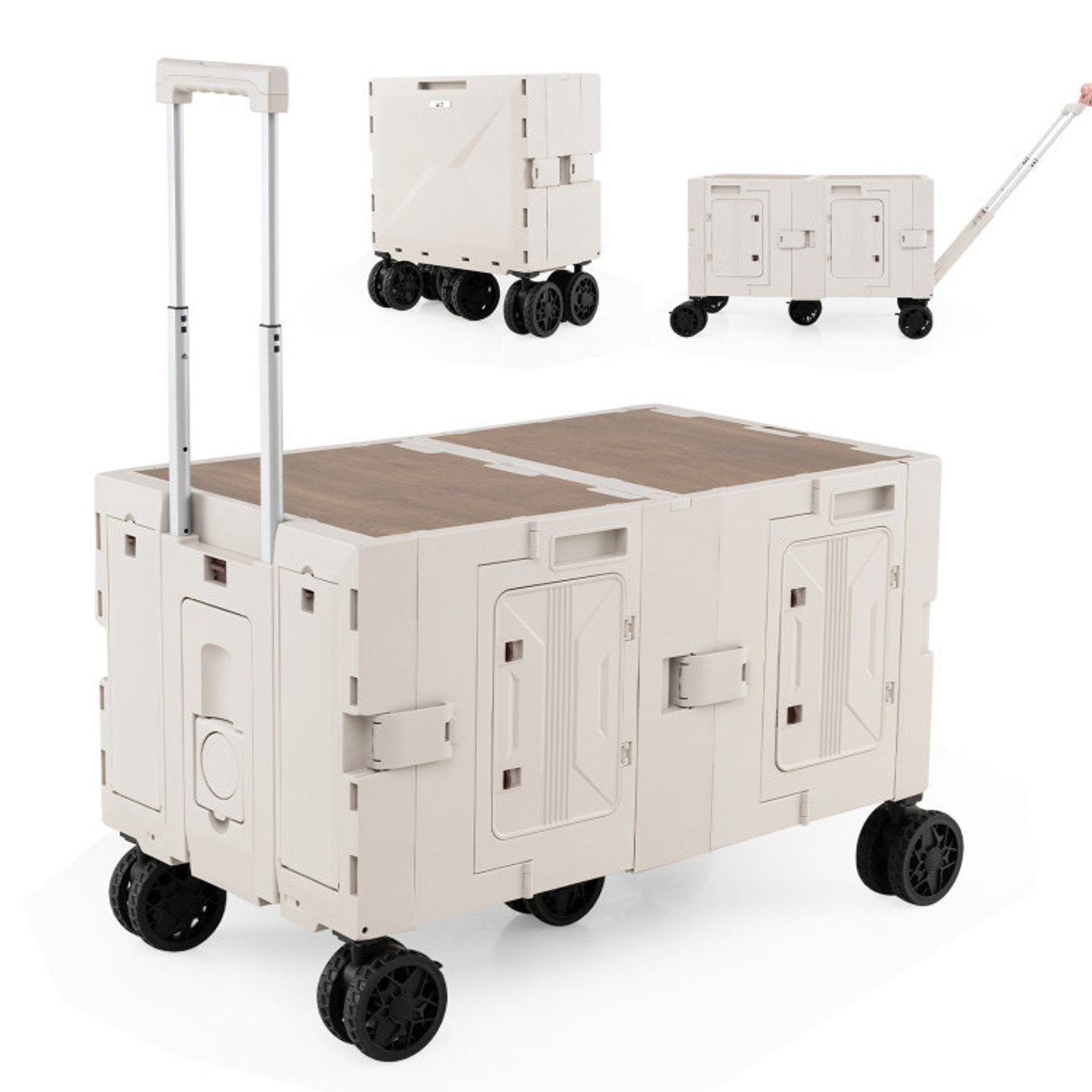 Large Foldable Utility Cart with 2-Tier Storage Crates product image