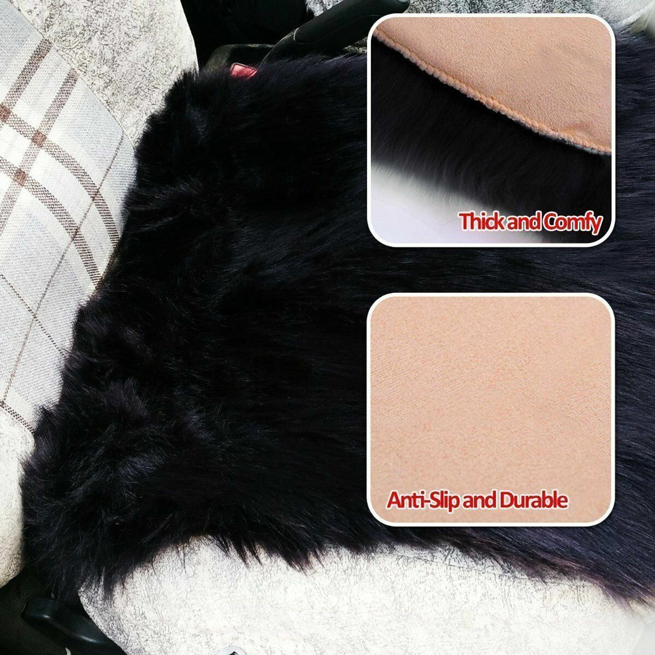 Zone Tech Black Faux Sheepskin Car Seat  product image