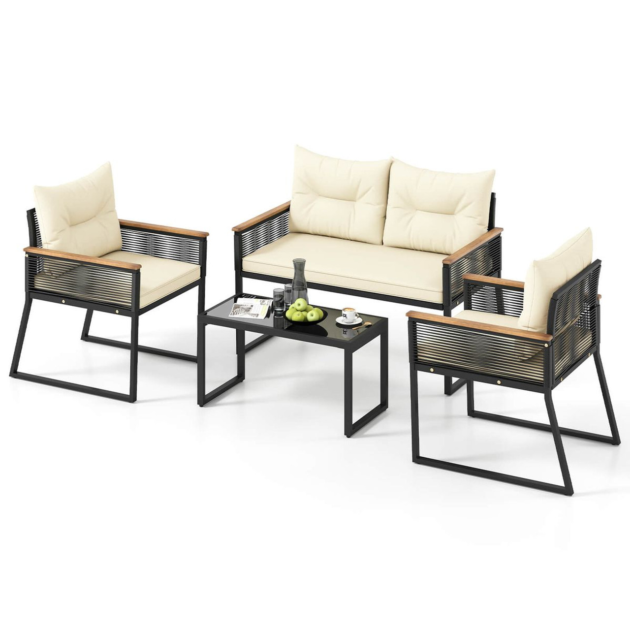 Patio Furniture Set with Tempered Glass Tabletop product image