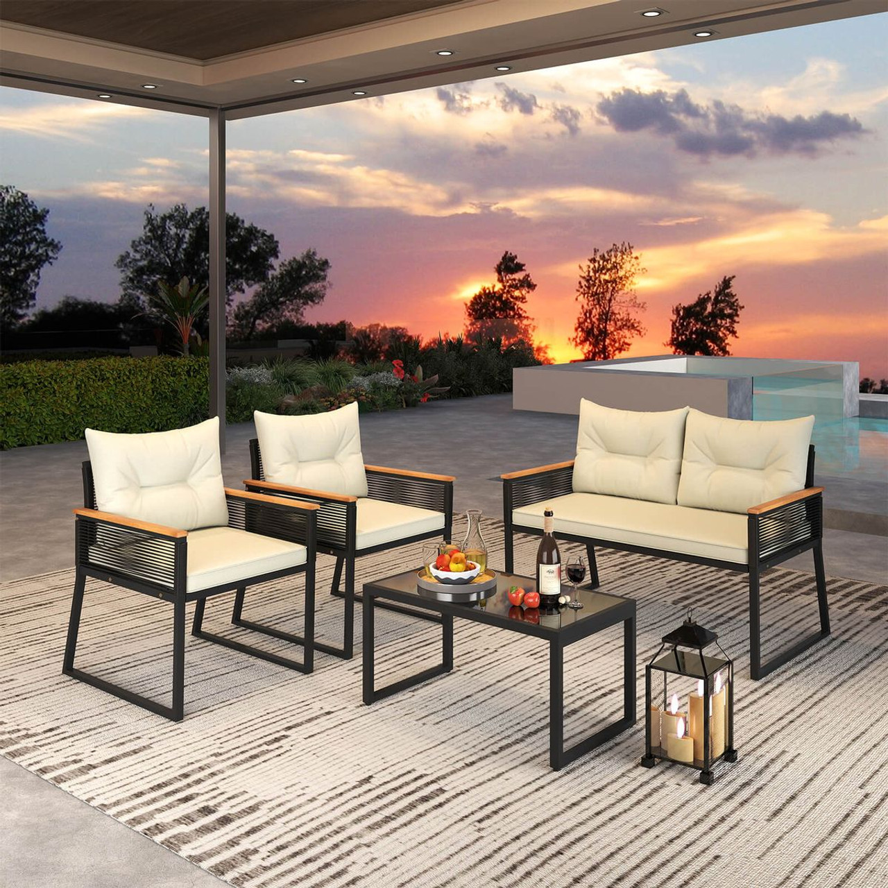 Patio Furniture Set with Tempered Glass Tabletop product image